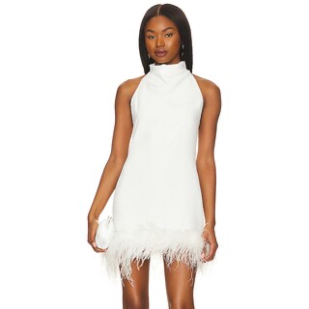 Amanda Uprichard White Feather Mini Dress